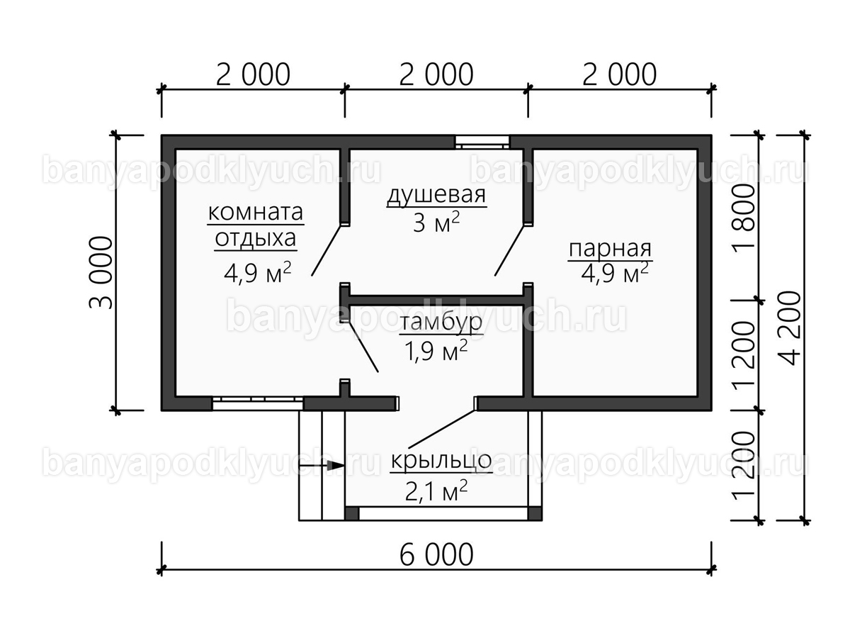 Баня из бруса 6x3 м Баня из бруса 6x3 м